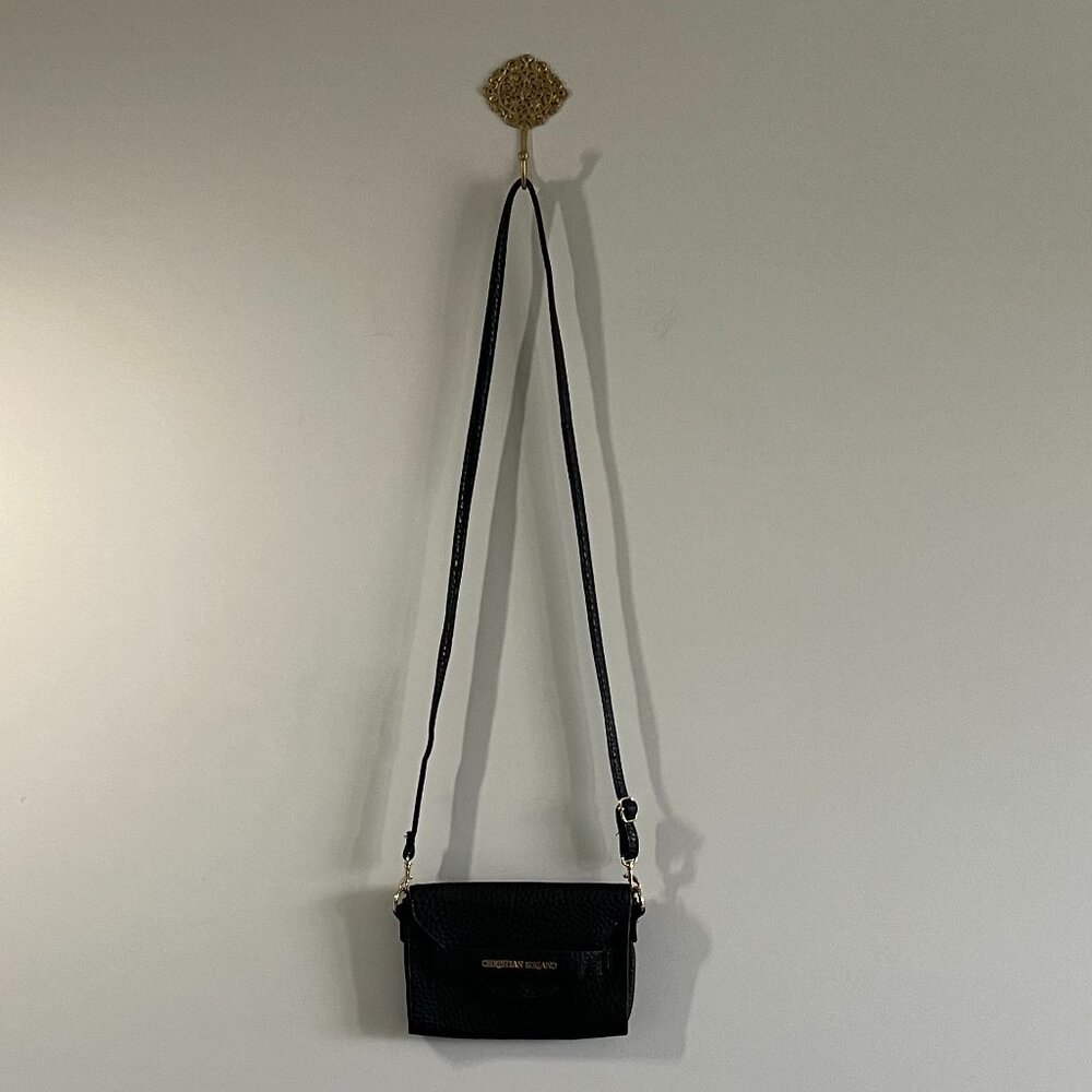 Black Crossbody Clutch Bag Gold Hardware Minimal Chic Evening Bag